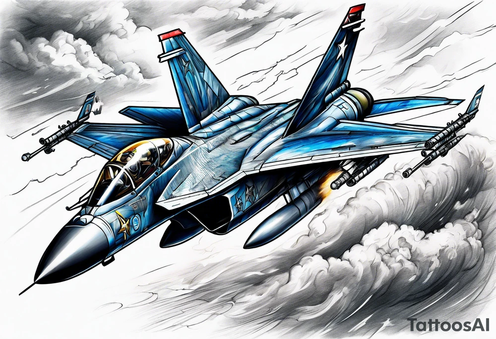 Fighter jet in a storm tattoo idea