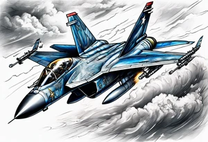 Fighter jet in a storm tattoo idea