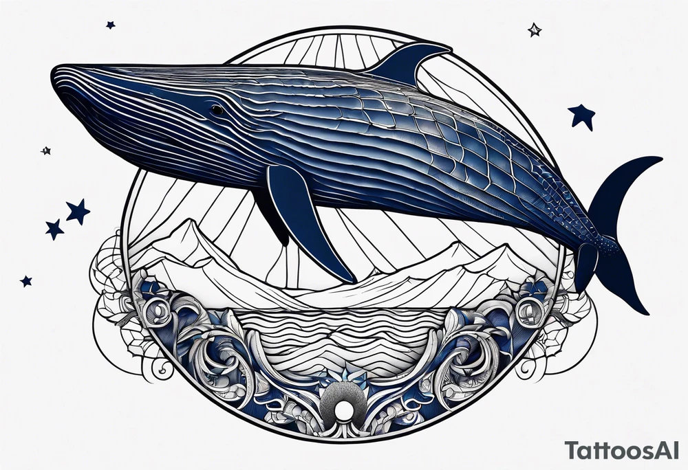 Blue whale and the moon tattoo idea