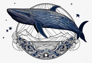 Blue whale and the moon tattoo idea