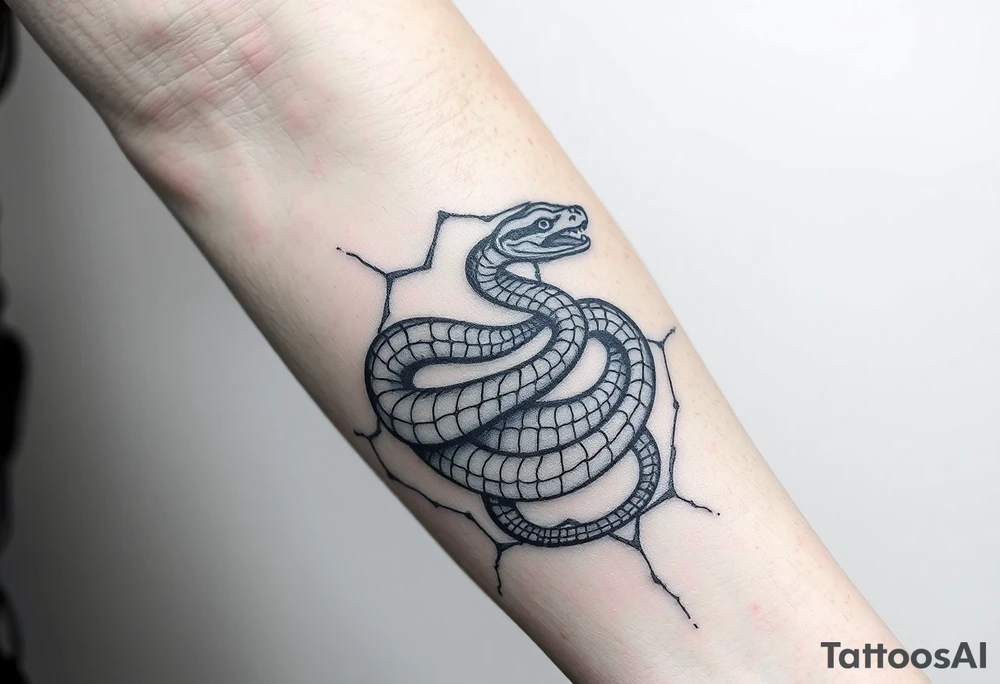 Snake wrapped in web tattoo idea