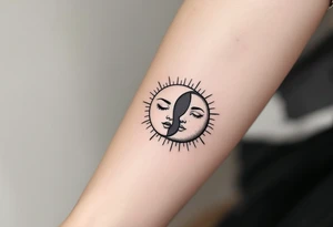 sunface (sunsign in aquarius) & moonface (moonsign in pisces) astrology / yang and yang / apple emojis inspired tattoo idea