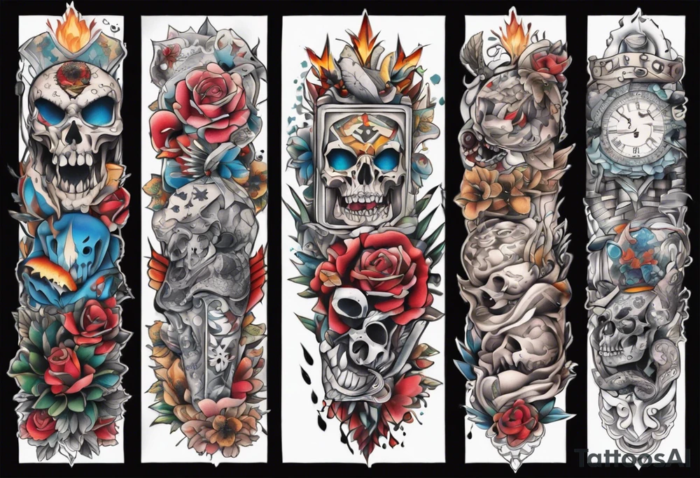 patchwork tattoo for full arms tattoo idea