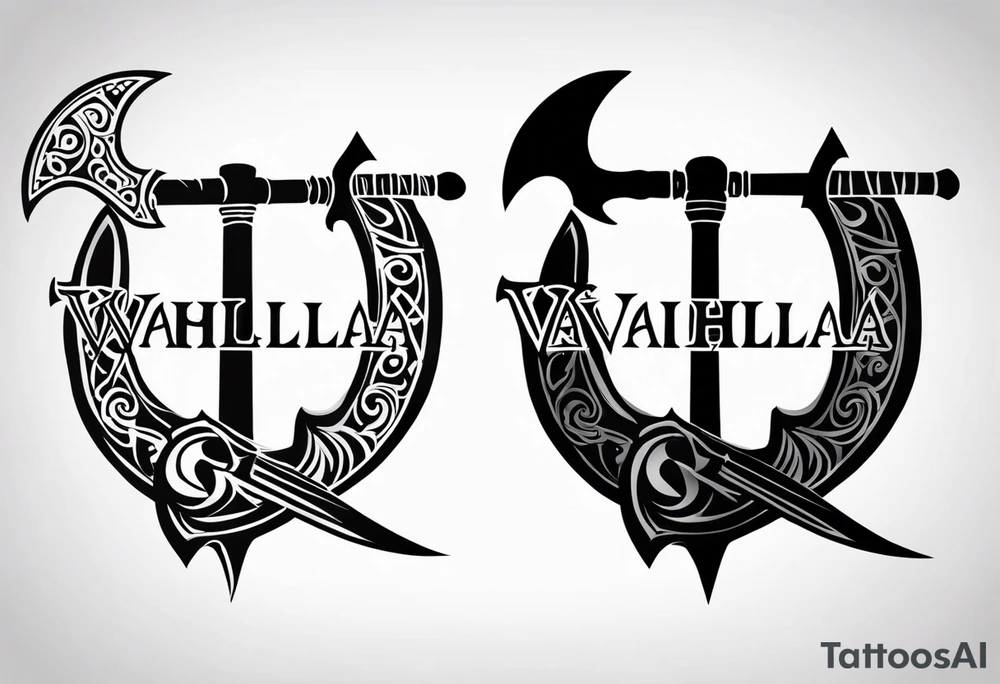 Valhalla sword viking hatchet tattoo idea