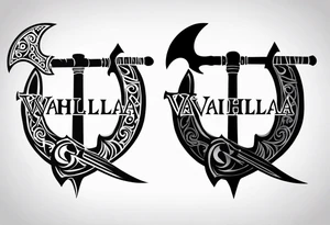 Valhalla sword viking hatchet tattoo idea