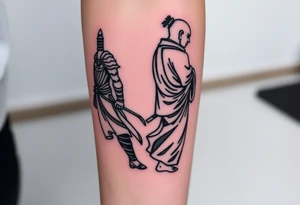 Warrior and Monk standing back to back tattoo idea