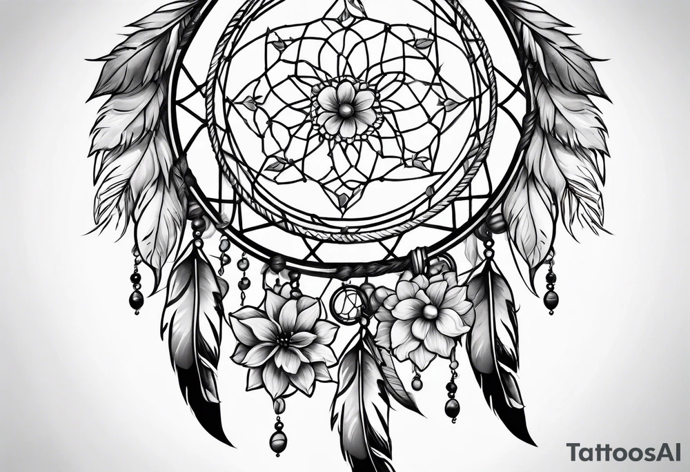 Dream catcher with flowers tattoo idea
