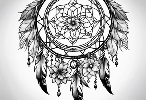 Dream catcher with flowers tattoo idea