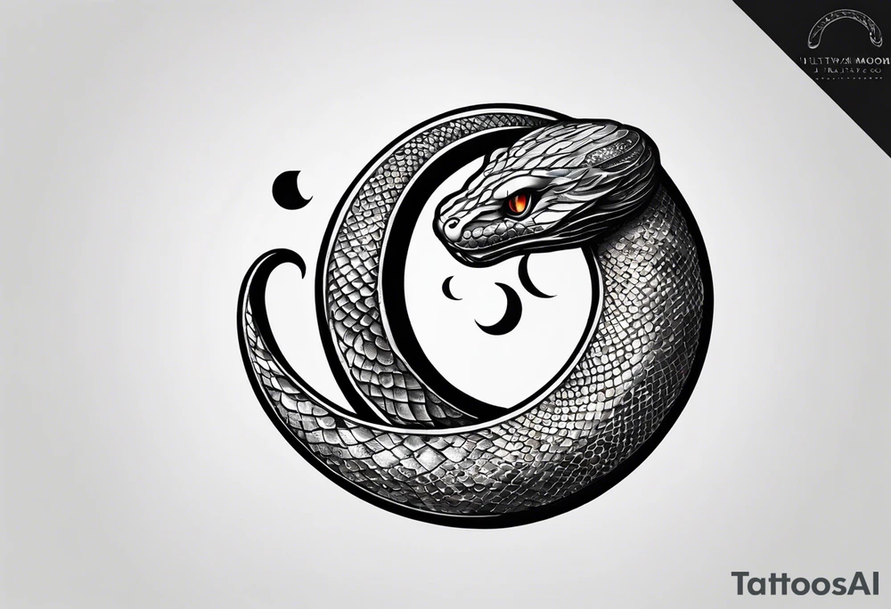 small snake wrapped around a crescent moon, simple and elegant, more moon than snake tattoo idea
