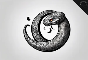 small snake wrapped around a crescent moon, simple and elegant, more moon than snake tattoo idea