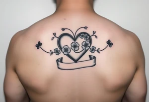 Cute Heart with Shamrocks and a banner tattoo idea