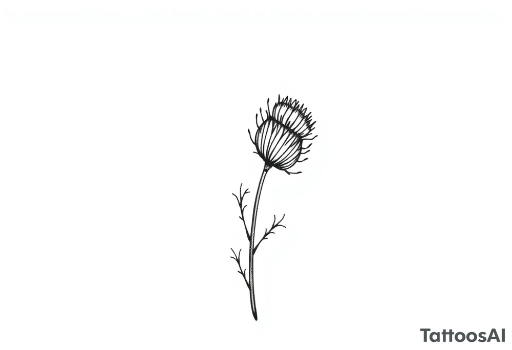 thistle minimalist fin line for hand with message tattoo idea