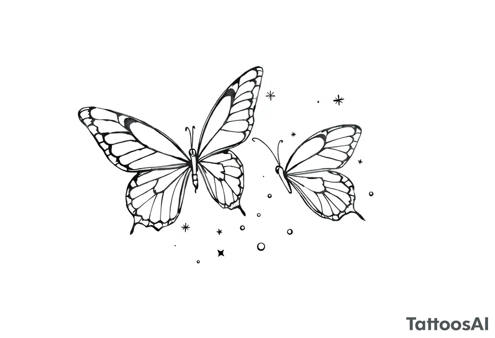 Basic outlines butterflies with lots of sparkles and some bubbles tattoo idea