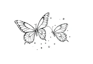 Basic outlines butterflies with lots of sparkles and some bubbles tattoo idea