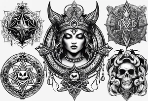 the simbols of the "elementos do outro lado" from the rpg "ordem paranormal" tattoo idea