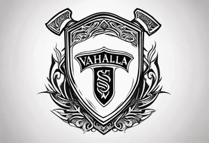 Valhalla shield  sword axe tattoo idea