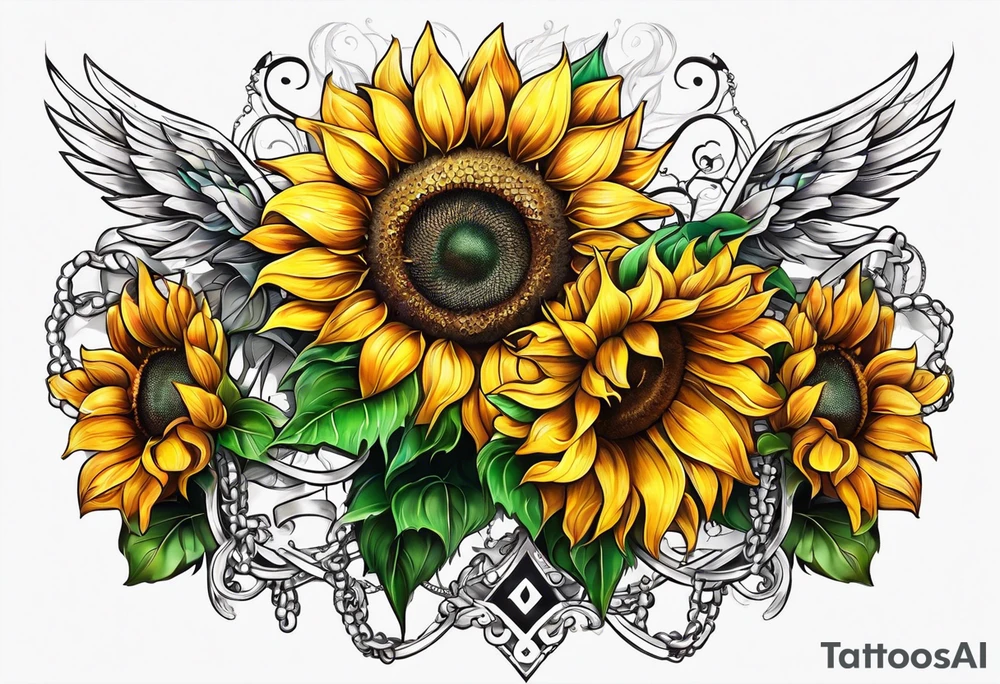Sunflower chain tattoo idea