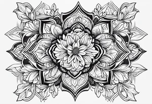 floral geometric shaped into a point tattoo idea