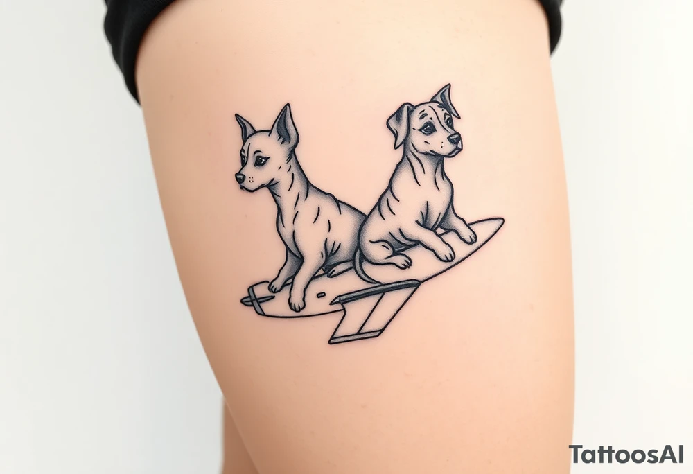 two dogs on an airplane tattoo idea