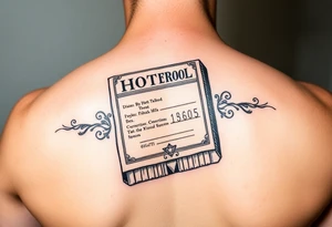 Old school hotel matchbook with financing on the cover tattoo idea