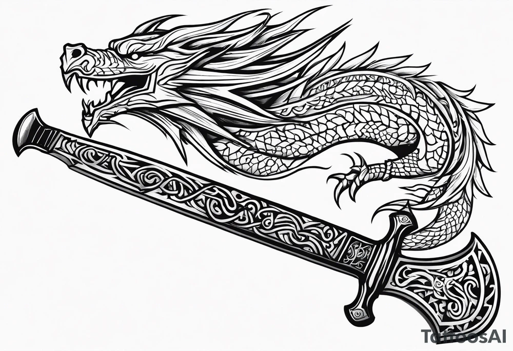 Valhalla prayer sword dragon axe tattoo idea