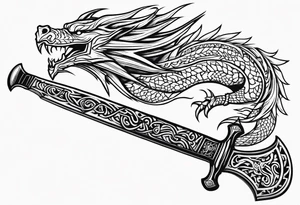 Valhalla prayer sword dragon axe tattoo idea
