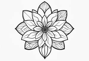 Design a minimalist floral tattoo featuring a single, graceful flower with intricate petal details in black ink tattoo idea