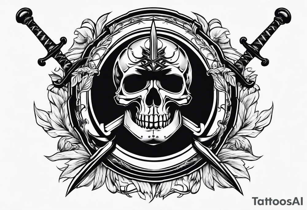 shield with crossed swords tattoo idea