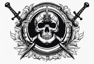 shield with crossed swords tattoo idea