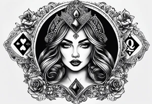 Queen of Spades, Latina, in frame tattoo idea
