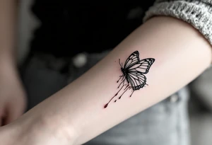 Two butterflyes with blood driping tattoo idea