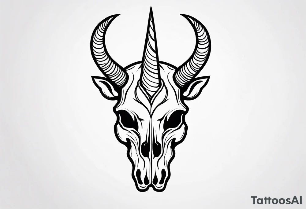 Unicorn skull with horns tattoo idea