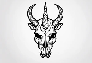 Unicorn skull with horns tattoo idea