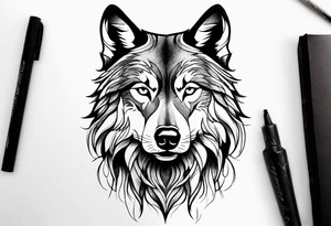 High contrast wolf tattoo idea