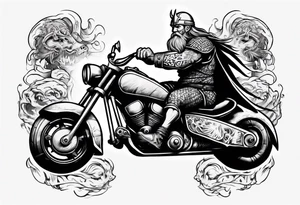 viking riding a motorcycle tattoo idea