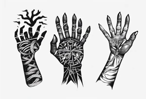 hand with a rope manipulating a human tattoo idea