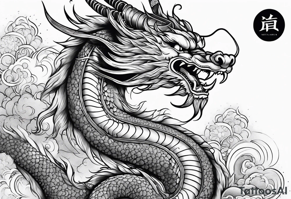 japanese dragon, celestial, cross, snowflake, tattoo idea
