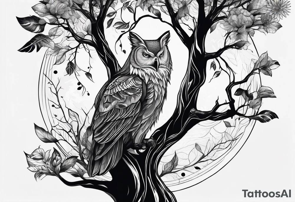 animals in trees tattoo idea