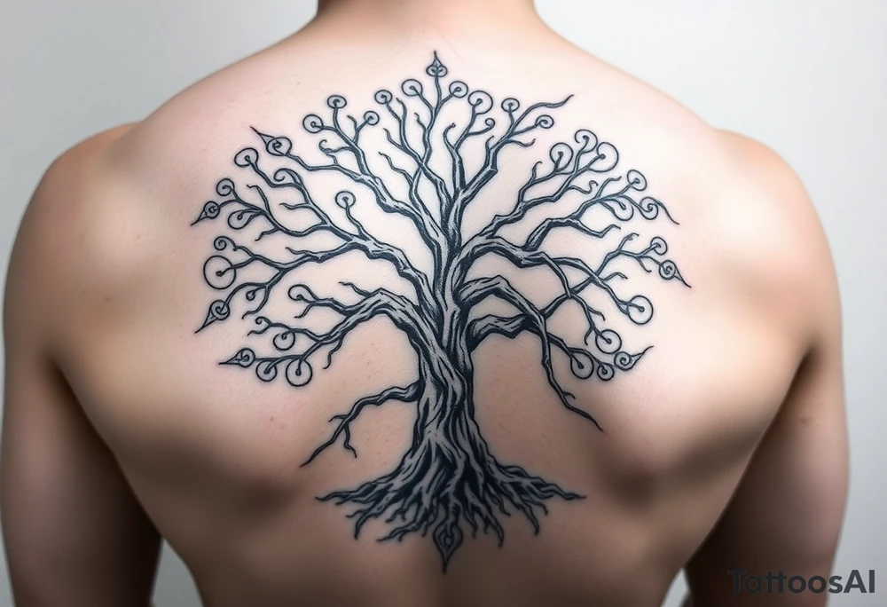 Gaelic tree of life full sleeve tattoo idea