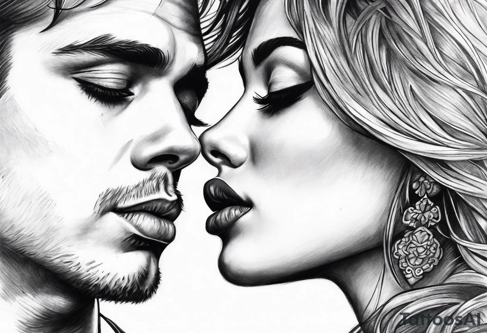 Two person kiss tattoo idea