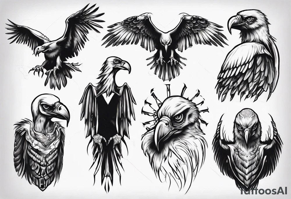 classic tattoo style vulture tattoo idea