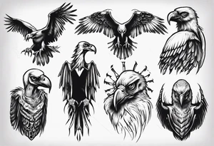 classic tattoo style vulture tattoo idea