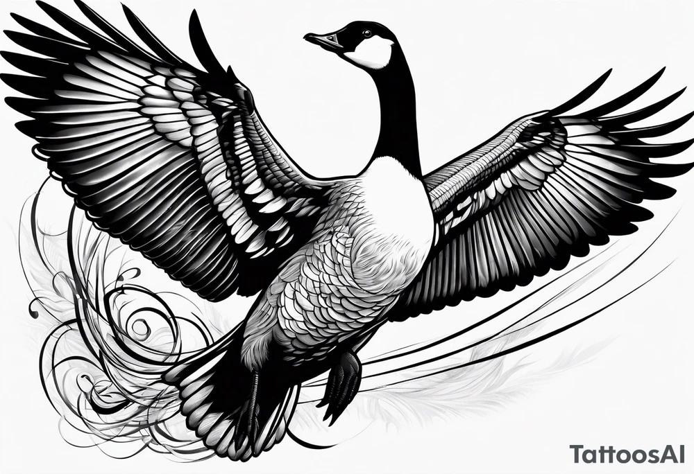 canadian goose taking off wind Background tattoo idea