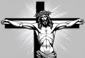 Jesus Christ hanging on a cross, full body lenght tattoo idea