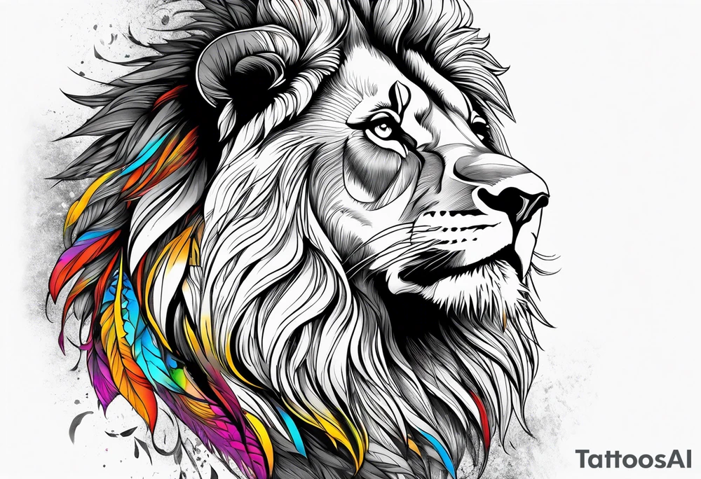 powerful majestic lion, close-up tattoo idea
