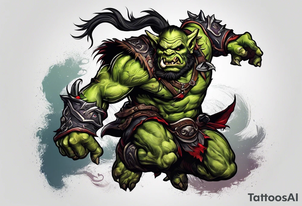 leaping orc tattoo idea
