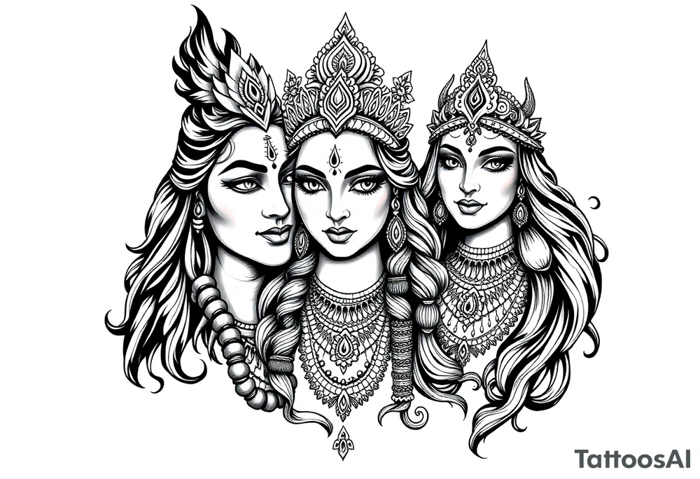 Lord Shiva, Godess Kali, Godess Lilith Together tattoo idea