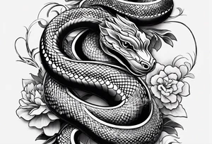 Snake tattoo for placement down along the spine with the head positioned at the bottom in japanese style to symbolise a journey of healing tattoo idea
