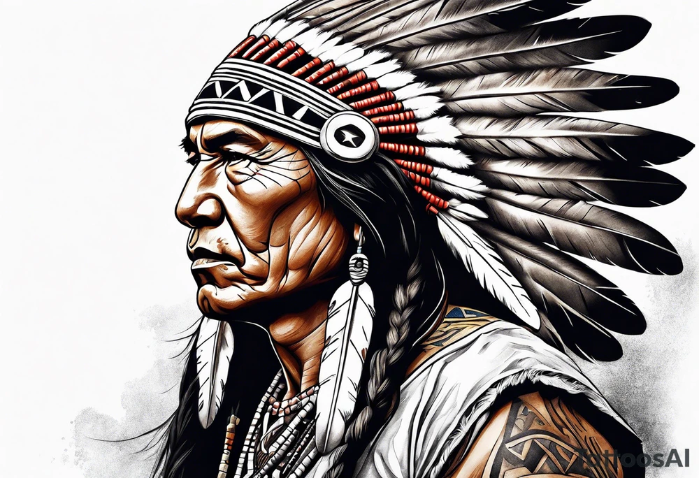 Native American With Gun tattoo idea