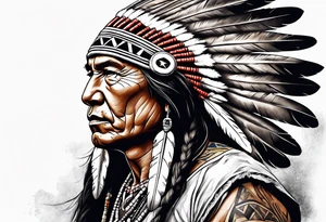 Native American With Gun tattoo idea